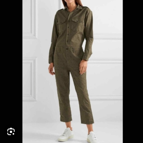 Current/Elliott The Crew Dot Print Jumpsuit Polka Dot Cotton Stretch Size 1 - Picture 16 of 16